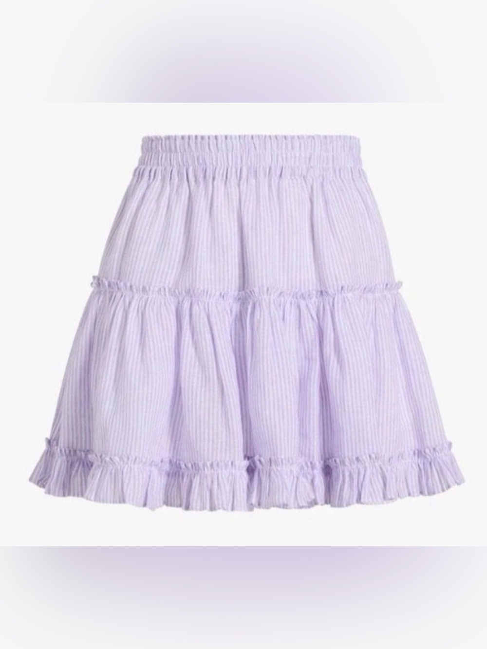 Hill House The Paz Lilac Stripe Tiered Cotton A-Line Skirt